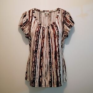 Worthington Brown and Cream Patterned Blouse